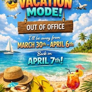 Vacation Mode Out of Office Beach Poster - Colorful Tropical Design